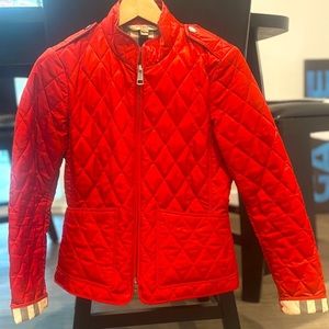 Burberry Brit poppy red quilted utility  coat. Size s